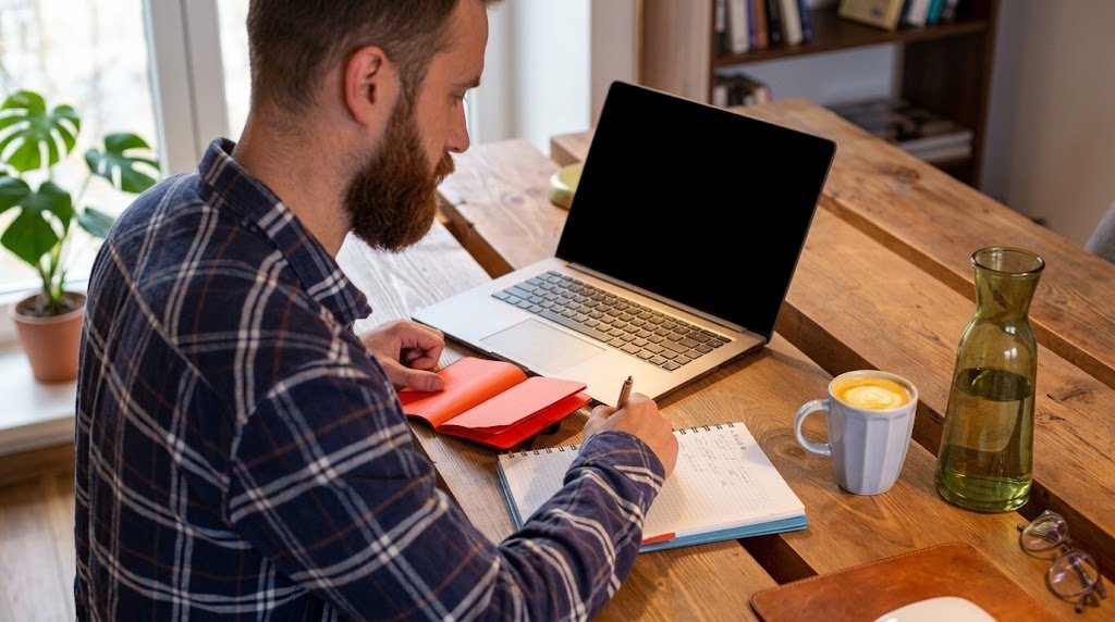 Person working on a laptop at a home desk, exploring side hustles that actually pay