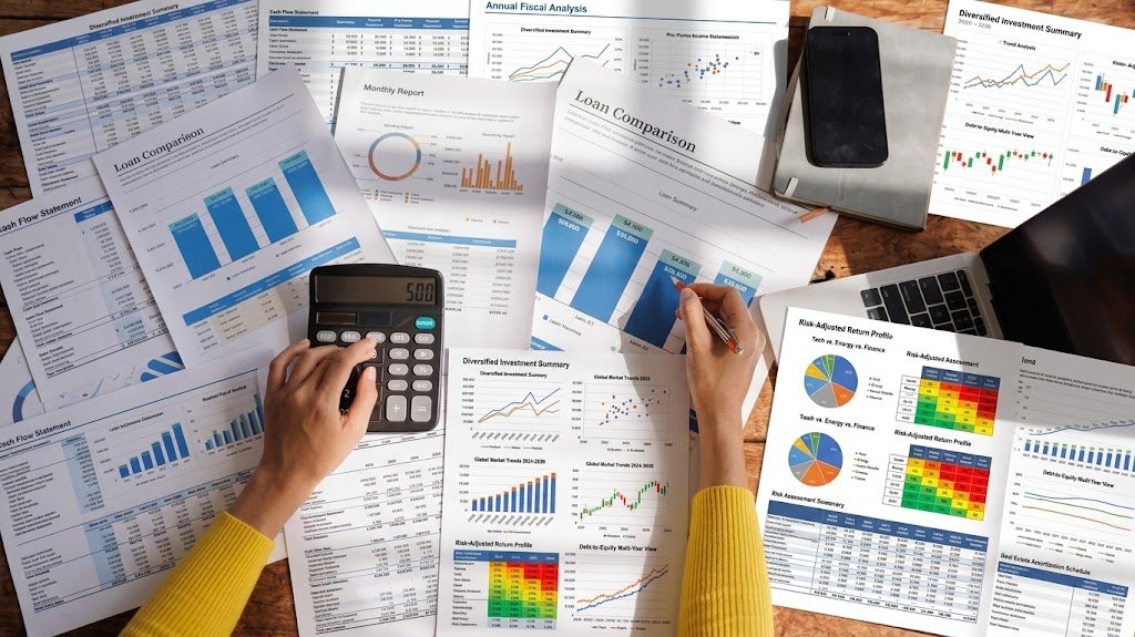 Person reviewing fixed and variable interest rate options on loan paperwork with a calculator