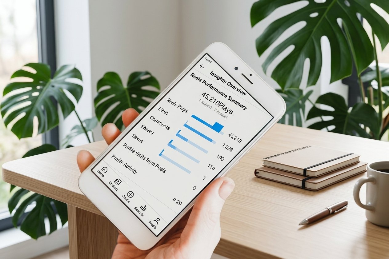 Creator reviewing Instagram insights to understand the Instagram algorithm in 2026
