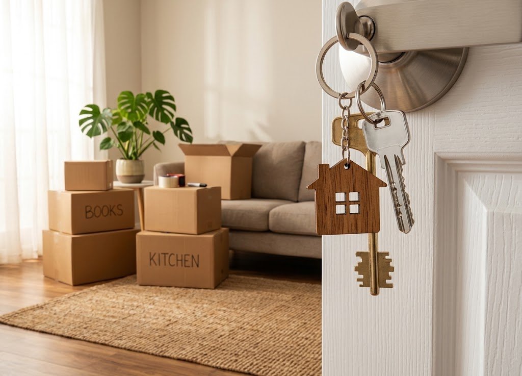 House key and apartment key side by side showing renting vs buying a home