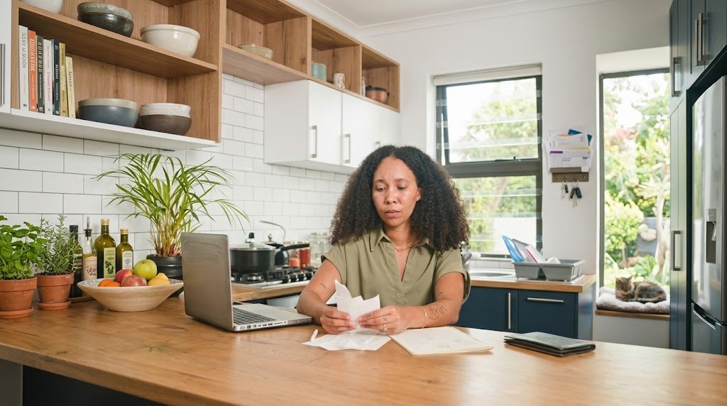 Person comparing loan documents and a calculator to decide whether top-up loans make sense