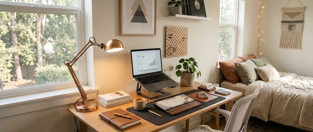 Clean, uncluttered desk representing the minimalist money method for growing net worth