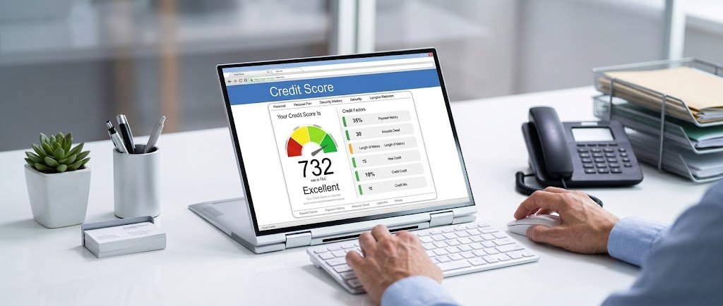 Person checking their personal loan credit score on a laptop before applying