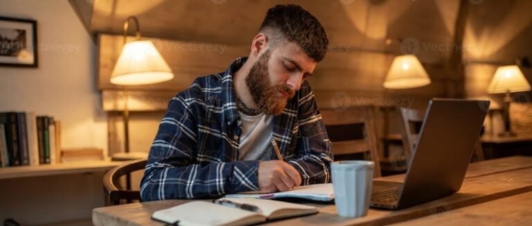 Person planning income diversification with a laptop, notebook, and calculator at a desk