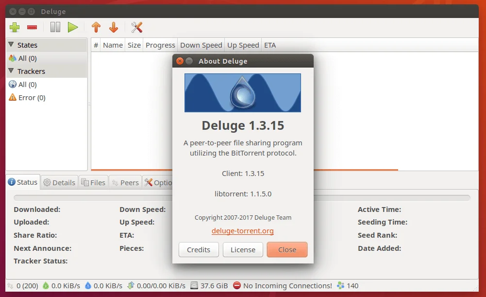 how to Installing Deluge BitTorrent Client in linux